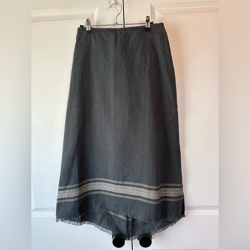 Vintage Margaret O’Leary Women’s Irish Linen Fringe Skirt Size Small